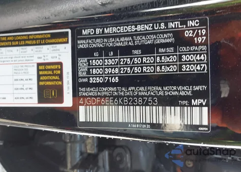 2019 Mercedes-Benz Gls 450 4Matic z USA, uszkodzony, nr VIN 4JGDF6EE6KB238753